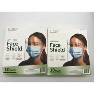 Face Shields 10-pack Barrier Comfort FLTR Pure Protection Anti-Fog Lot of 2